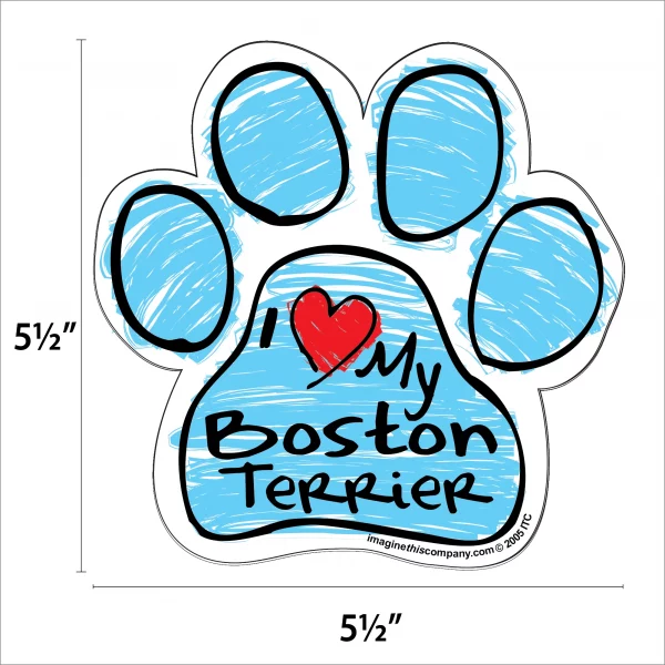 Boston Terrier Blue Scribble Paw Magnet - Image 2