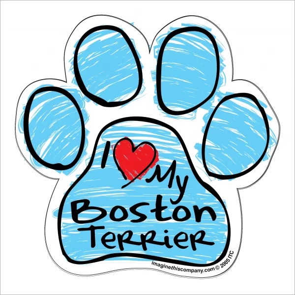 Boston Terrier Blue Scribble Paw Magnet