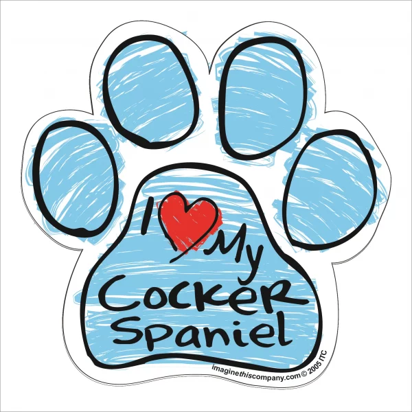 Cocker Spaniel Blue Scribble Paw Magnet