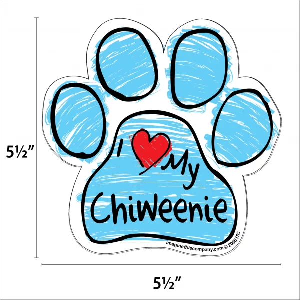 Chiweenie Blue Scribble Paw Magnet - Image 2