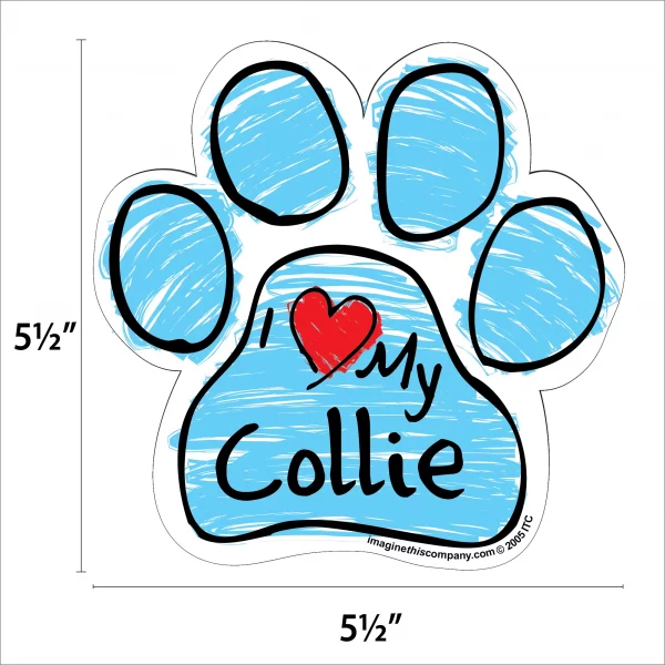 Collie Blue Scribble Paw Magnet - Image 2