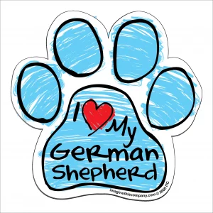 German Sheppard Blue Scribble Paw Magnet