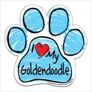 Goldendoodle Blue Scribble Paw Magnet