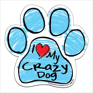 Crazy Dog Blue Scribble Paw Magnet