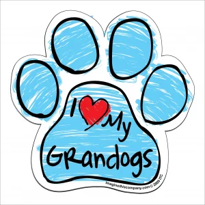 Grandogs Blue Scribble Paw Magnet