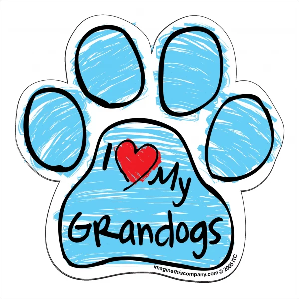 Grandogs Blue Scribble Paw Magnet