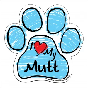Mutt Blue Scribble Paw Magnet