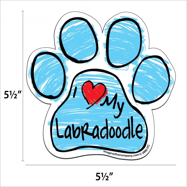 Labradoodle Blue Scribble Paw Magnet - Image 2