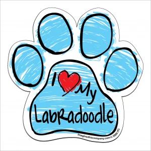 Labradoodle Blue Scribble Paw Magnet