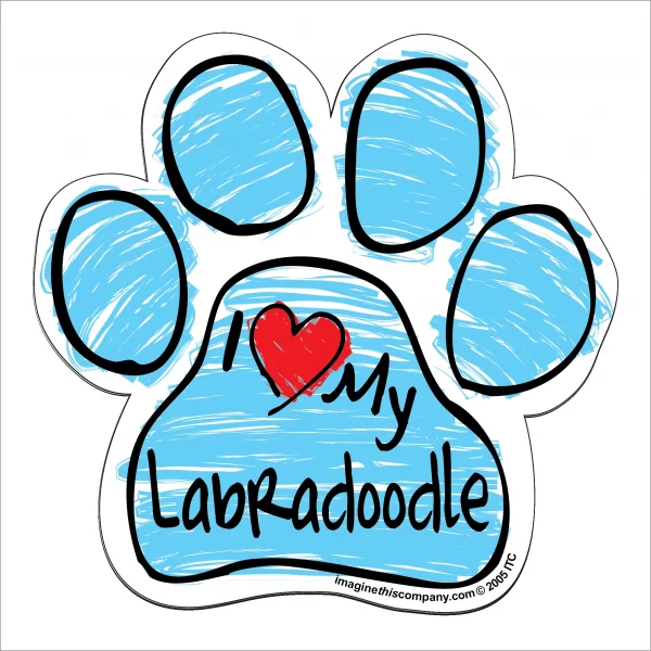 Labradoodle Blue Scribble Paw Magnet
