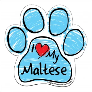 Maltese Blue Scribble Paw Magnet
