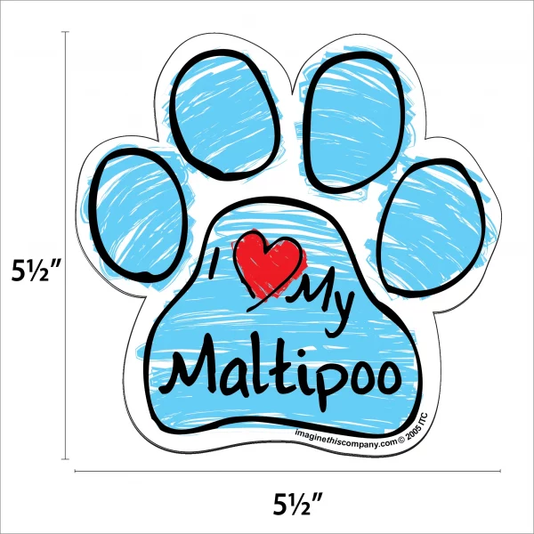 Maltipoo Blue Scribble Paw Magnet - Image 2