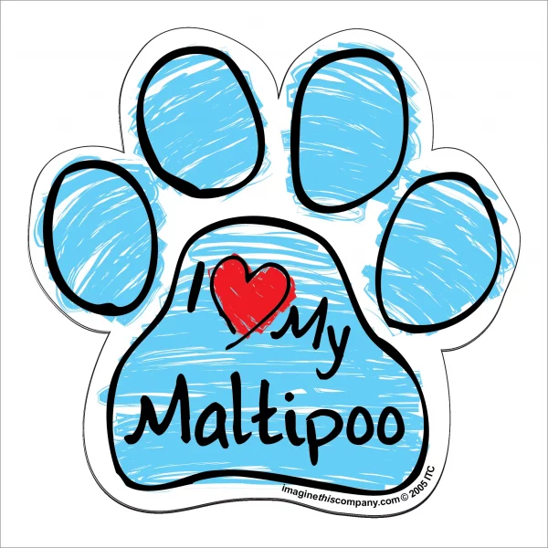 Maltipoo Blue Scribble Paw Magnet