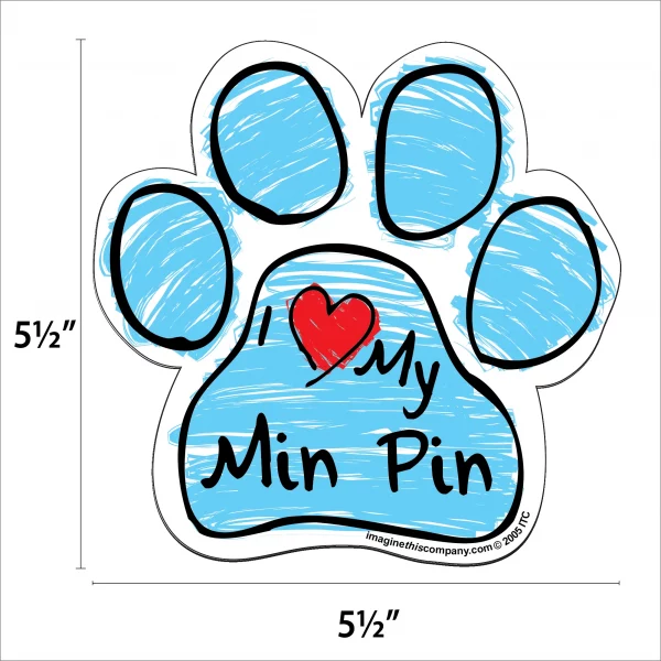 Min Pin Blue Scribble Paw Magnet - Image 2