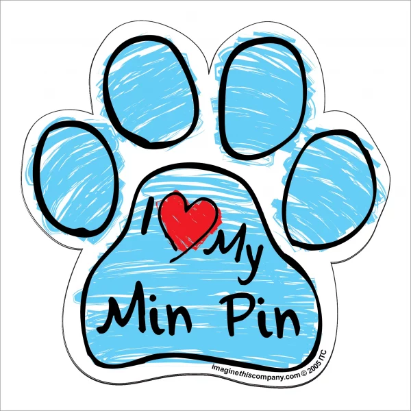 Min Pin Blue Scribble Paw Magnet
