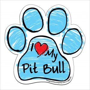 Pit Bull Blue Scribble Paw Magnet