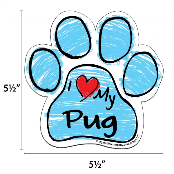 Pug Blue Scribble Paw Magnet - Image 2