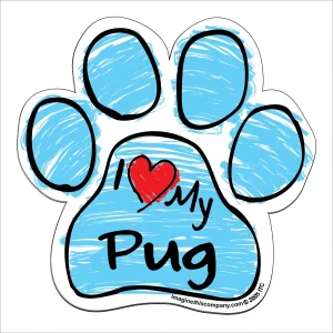 Pug Blue Scribble Paw Magnet