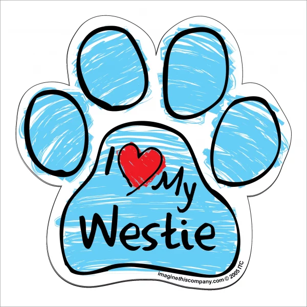 Westie Blue Scribble Paw Magnet