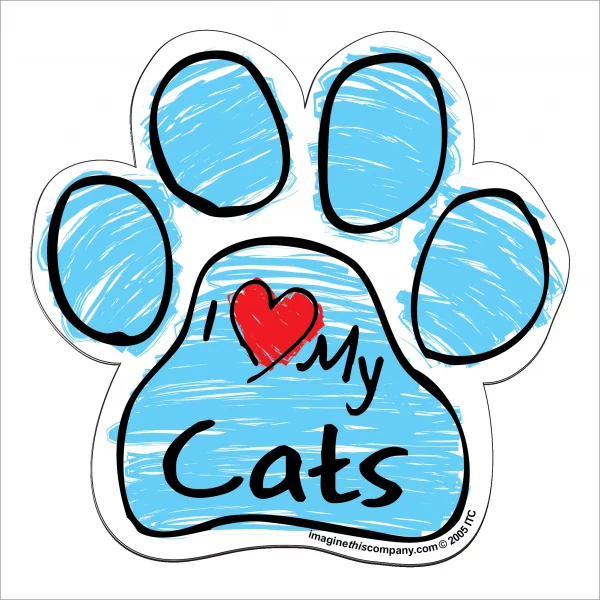 Cats Blue Scribble Paw Magnet