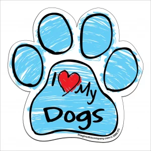 Dogs Blue Scribble Paw Magnet