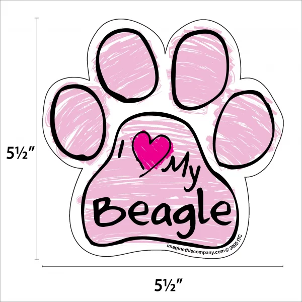 Beagle Pink Scribble Paw Magnet - Image 2