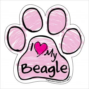Beagle Pink Scribble Paw Magnet
