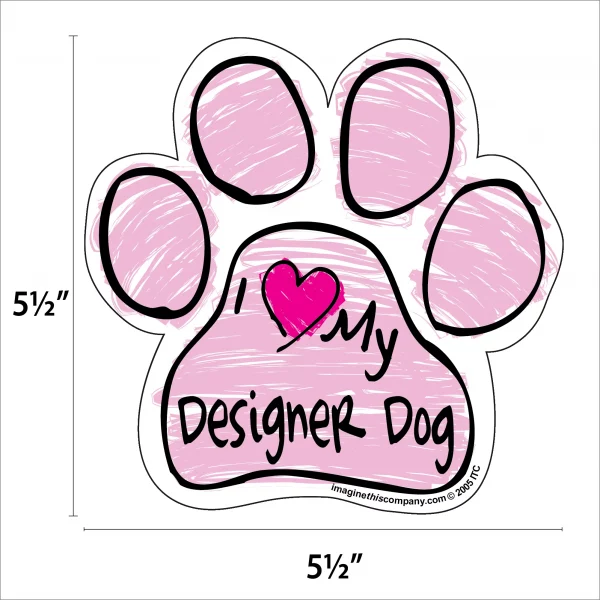 Designer Dog Pink Scribble Paw Magnet - Image 2
