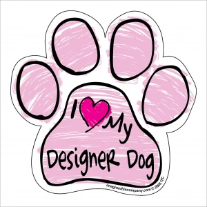 Designer Dog Pink Scribble Paw Magnet