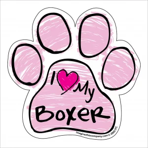 Boxer Pink Scribble Paw Magnet