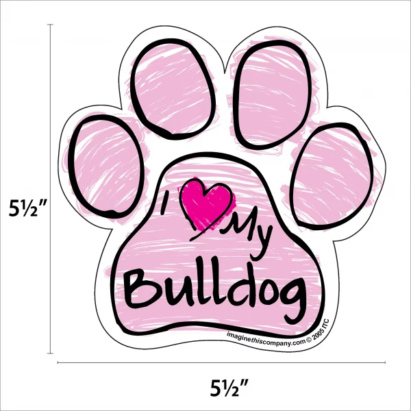 Bulldog Pink Scribble Paw Magnet - Image 2