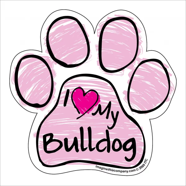 Bulldog Pink Scribble Paw Magnet