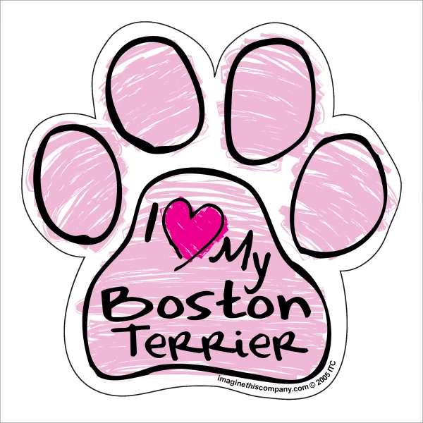 Boston Terrier Pink Scribble Paw Magnet