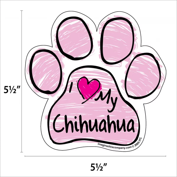 Chihuahua Pink Scribble Paw Magnet - Image 2