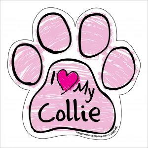 Collie Pink Scribble Paw Magnet
