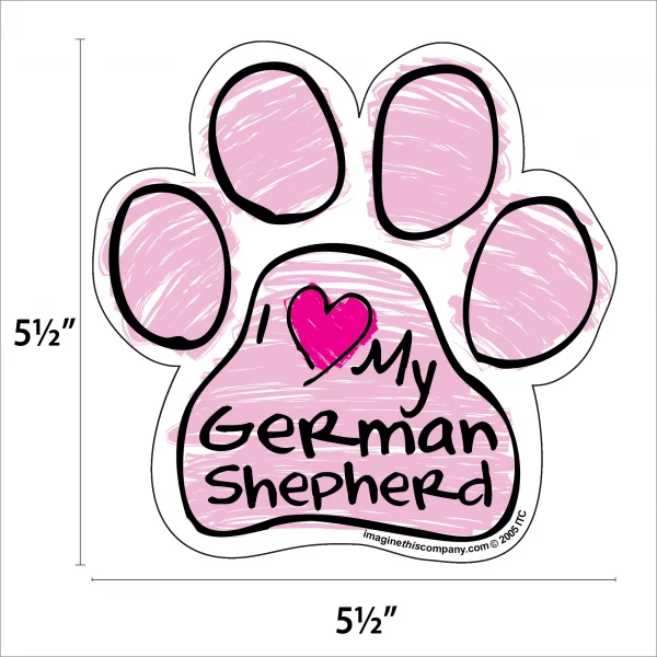 German Shepherd Pink Scribble Paw Magnet - Image 2