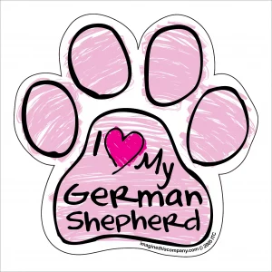 German Shepherd Pink Scribble Paw Magnet