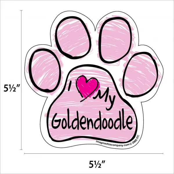 Goldendoodle Pink Scribble Paw Magnet - Image 2