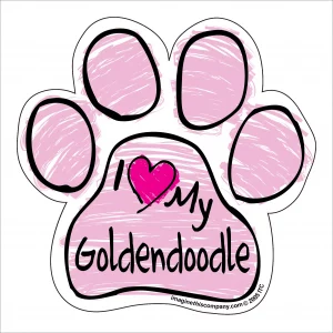 Goldendoodle Pink Scribble Paw Magnet