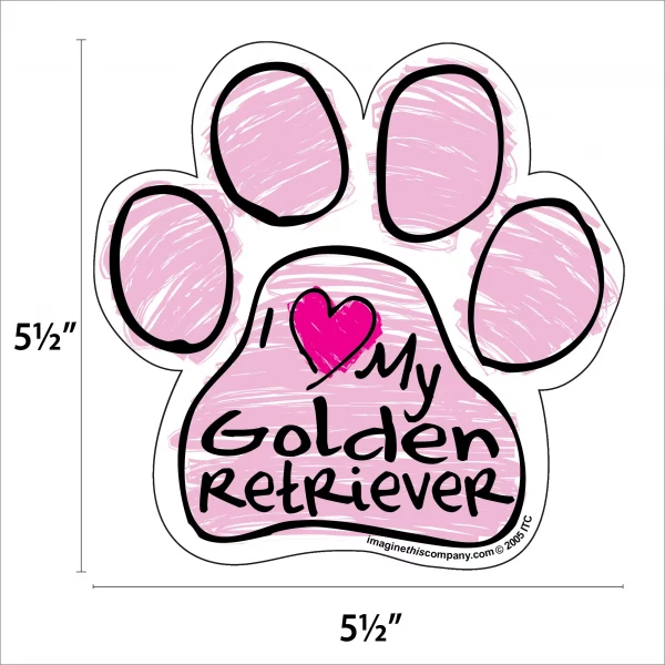 Golden Retriever Pink Scribble Paw Magnet - Image 2