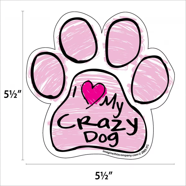 Crazy Dog Pink Scribble Paw Magnet - Image 2