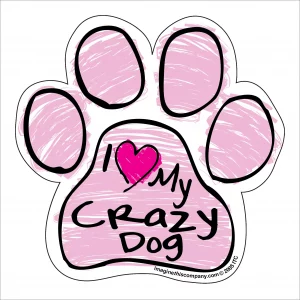 Crazy Dog Pink Scribble Paw Magnet