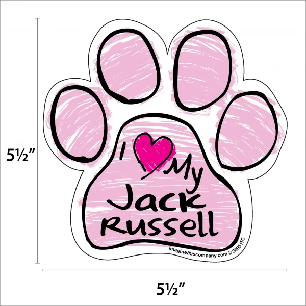 Jack Russell Pink Scribble Paw Magnet - Image 2