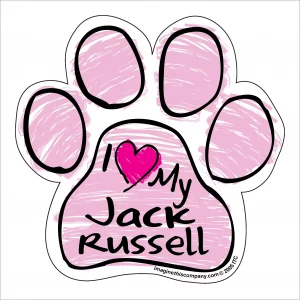 Jack Russell Pink Scribble Paw Magnet