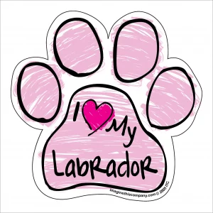 Labrador Pink Scribble Paw Magnet