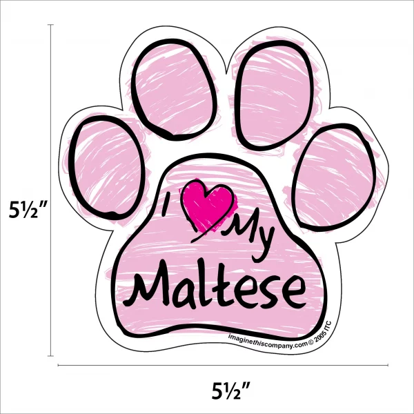 Maltese Pink Scribble Paw Magnet - Image 2