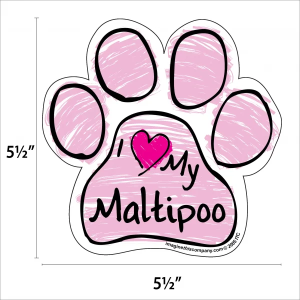 Maltipoo Pink Scribble Paw Magnet - Image 2