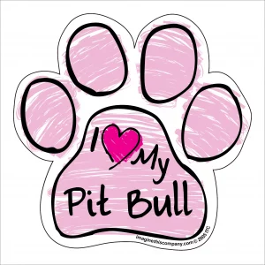 Pit Bull Pink Scribble Paw Magnet