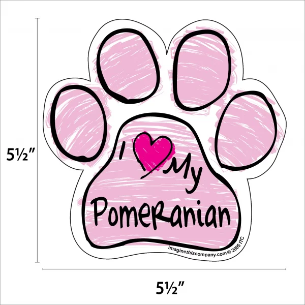 Pomeranian Pink Scribble Paw Magnet - Image 2