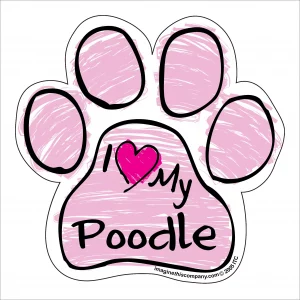 Poodle Pink Scribble Paw Magnet